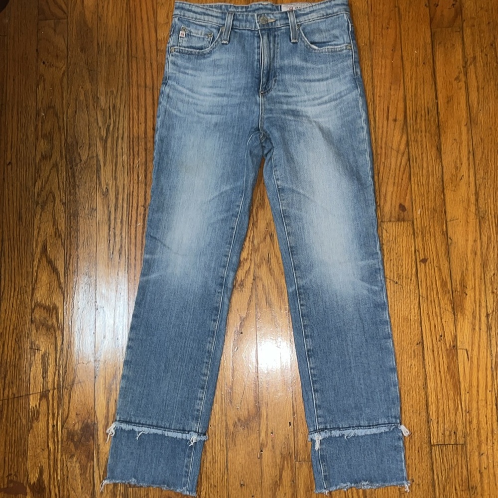 Ag Adriano Goldschmied The Isabelle High Rise Straight Crop Blue Jeans Size 24 - Picture 2 of 13